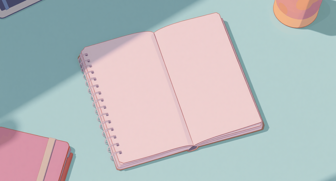 Blank notepad on a desk representing starting from scratch before using AI tools or content systems to organise ideas