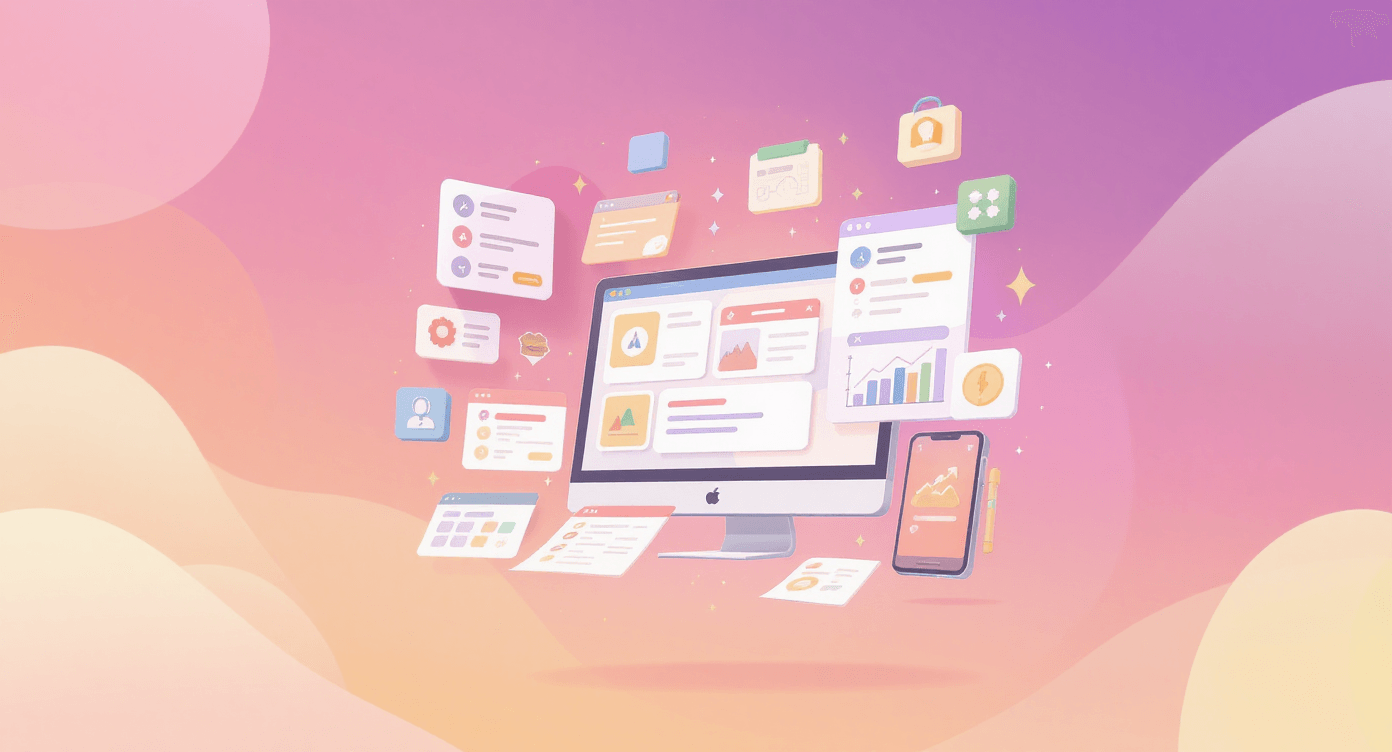Organised digital workspace with panels and icons for tasks, ideas, and schedules, representing the Creator Command Centre Notion template for content organisation and productivity.