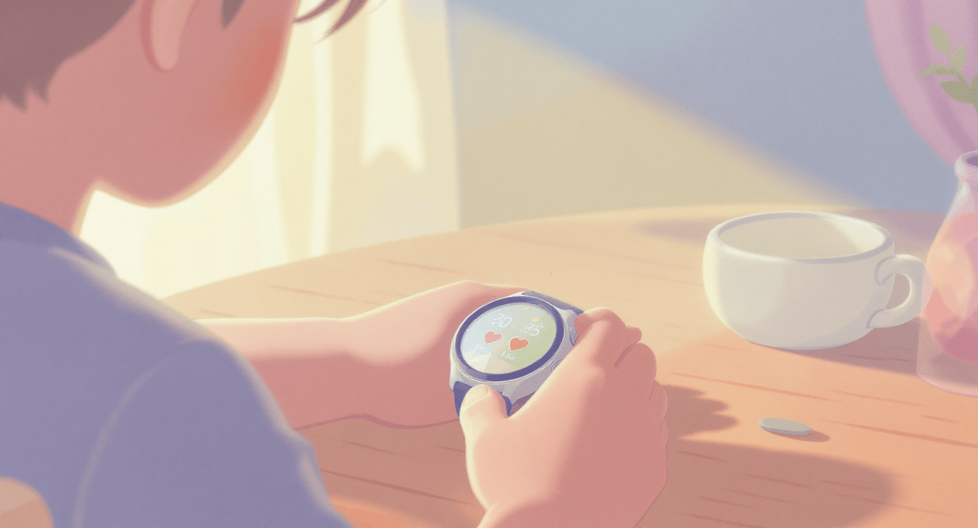 Person reviewing their health data on a smartwatch and fitness tracker, representing personal health checks and monitoring.