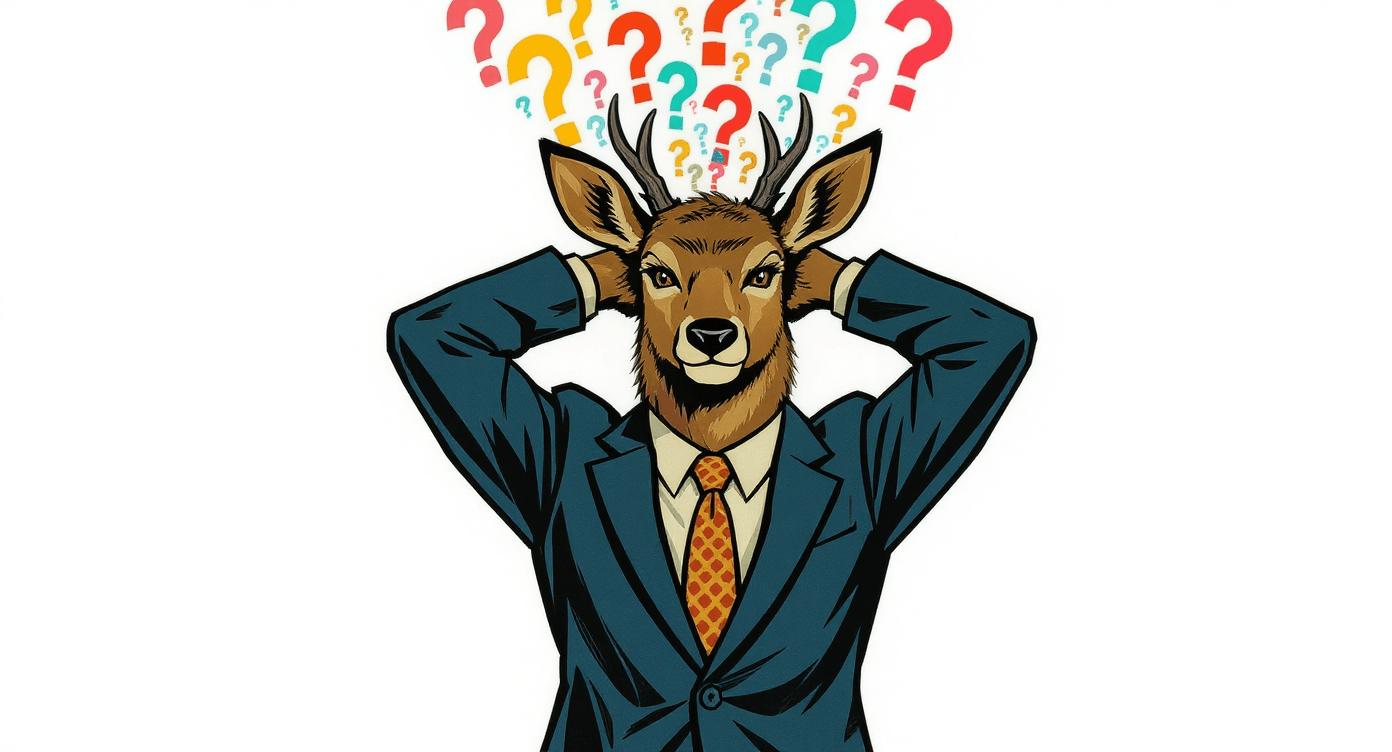 Retro vector showing life coach bombarded by giant question marks representing constant client questions overwhelming consultants