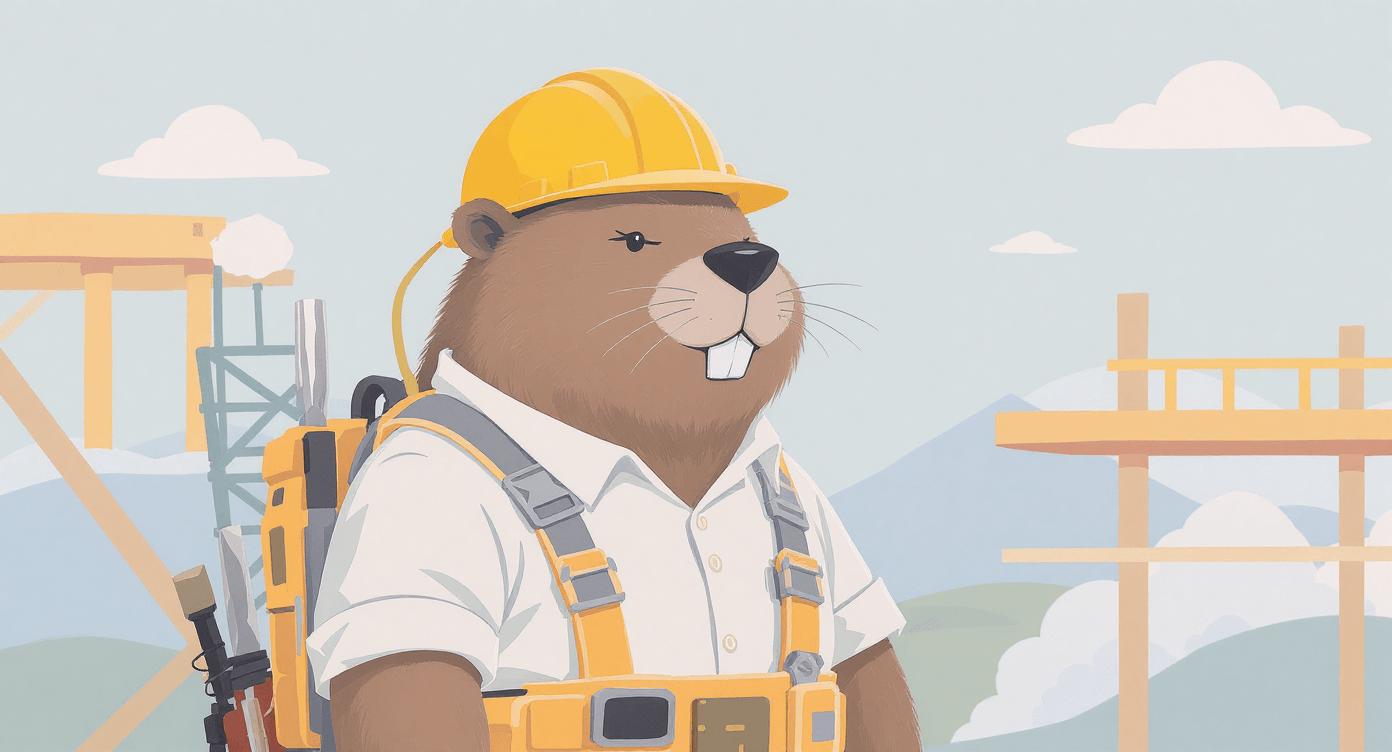 Modern illustration of builder running entire business assembly line alone representing Chief Everything Officer doing all tasks simultaneously