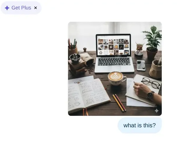 Typing a prompt into ChatGPT asking it to describe an uploaded photo of a desk