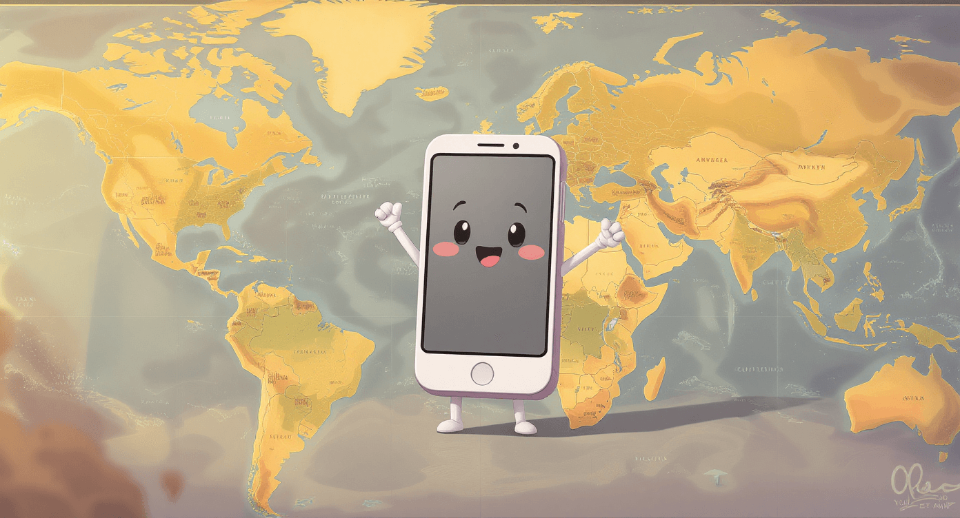 Phone standing on a map representing how NLP embeddings place words in a meaning space where similar words sit close together like locations on a map