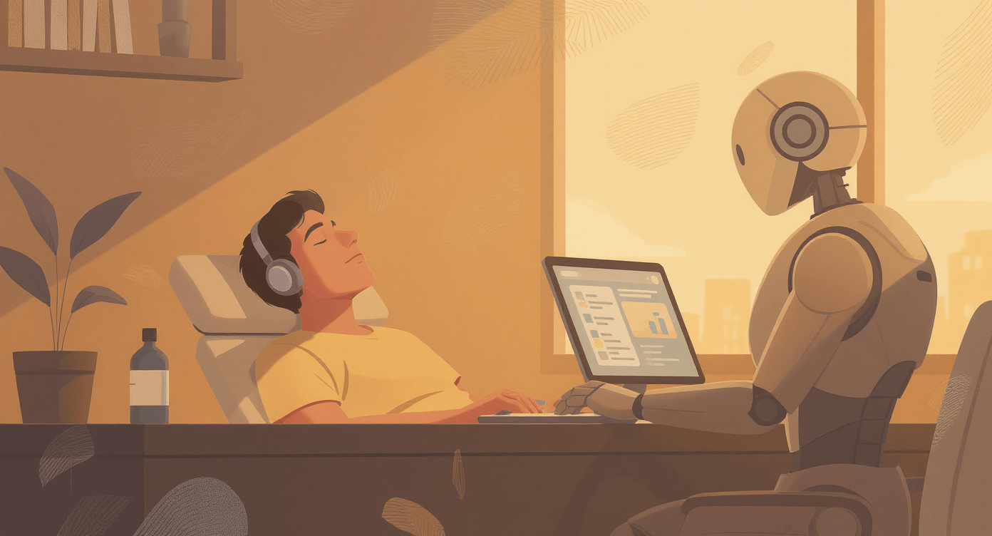 Chatbot taking over from a human customer service representative representing how NLP powered automation handles routine customer enquiries for small businesses