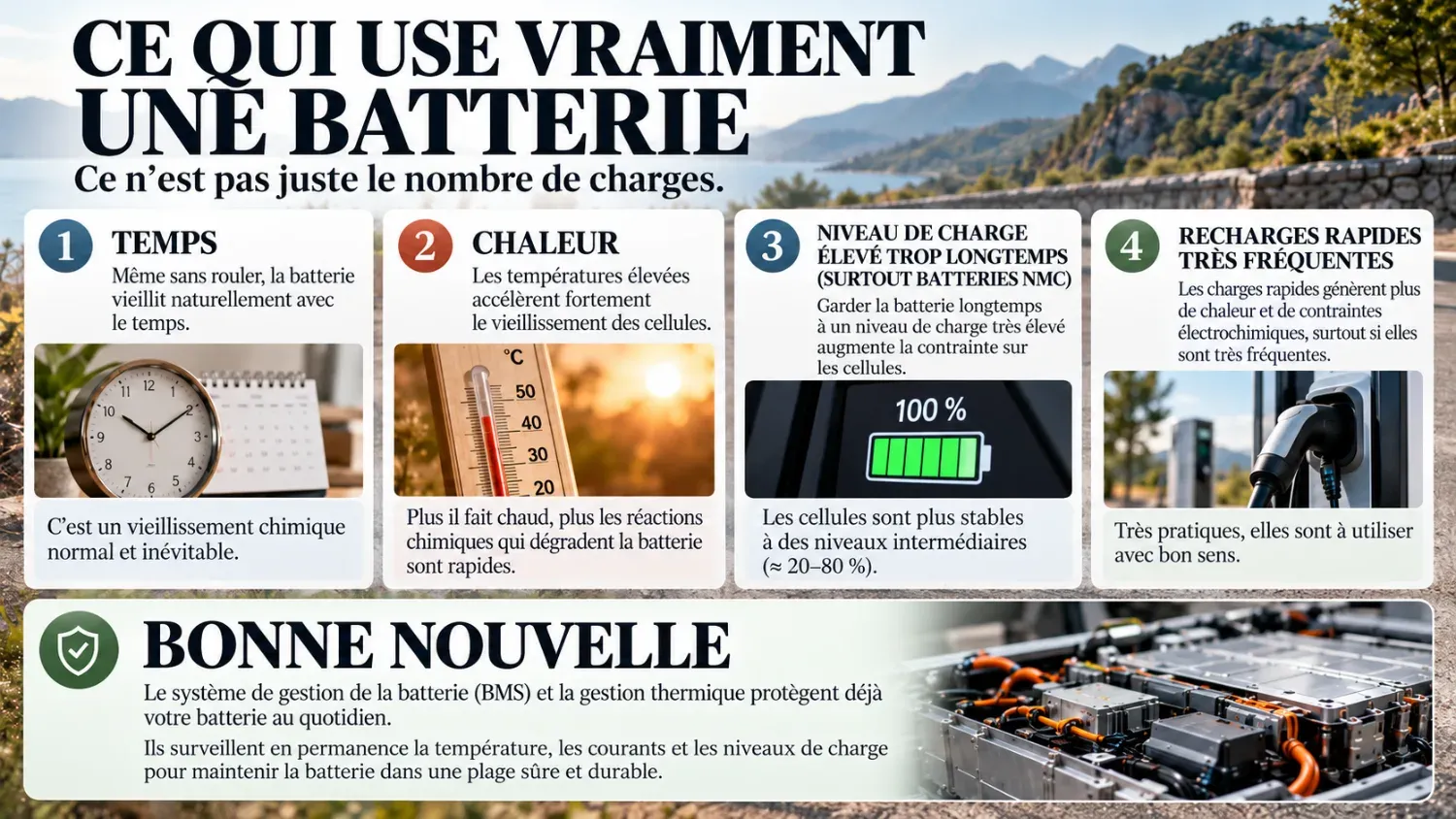 Les quatre facteurs qui usent le plus une batterie électrique