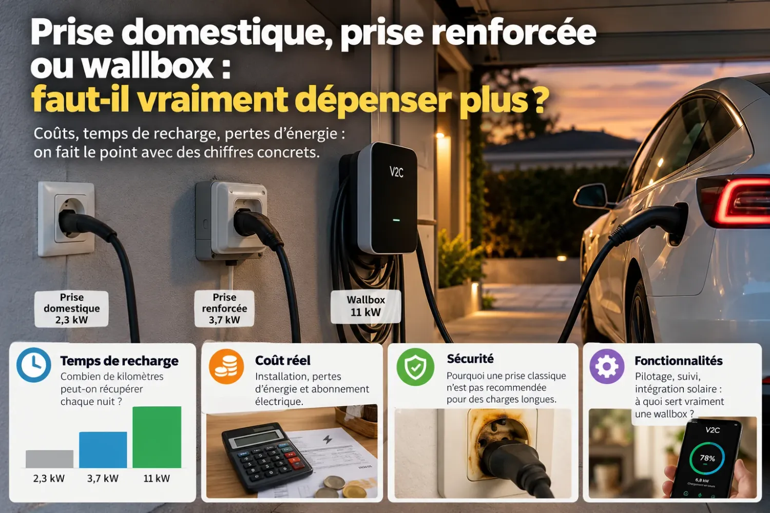 Illustration éditoriale de prises et borne à domicile