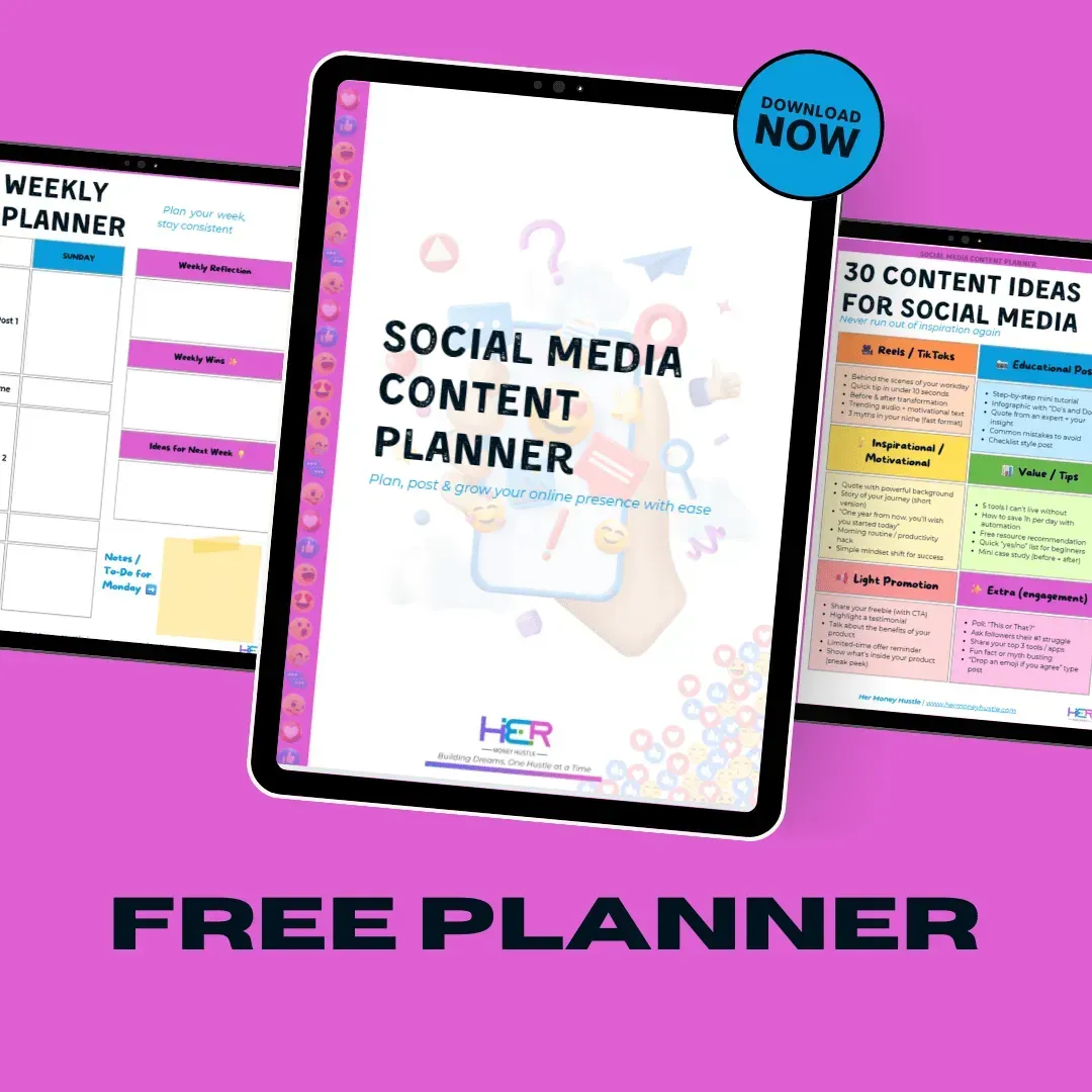 Free Social Media Content Planner by Her Money Hustle