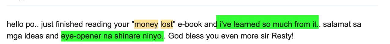 Reader testimonial