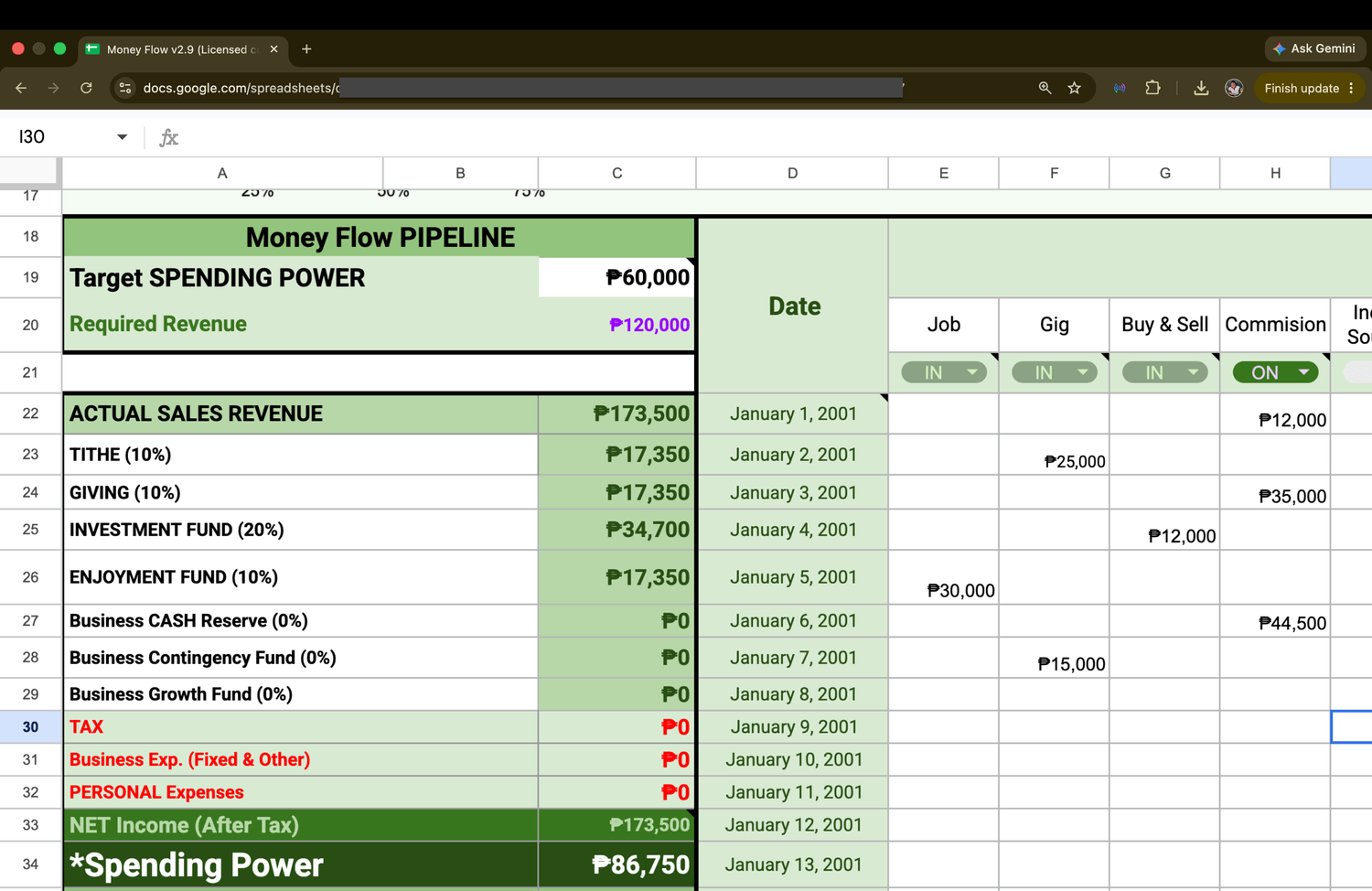 Daily transaction record thumbnail