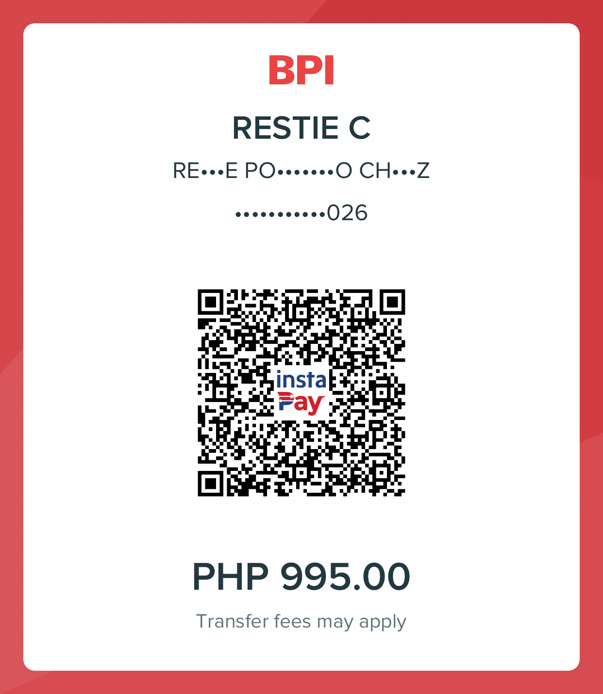 BPI payment QR code for Money Flow