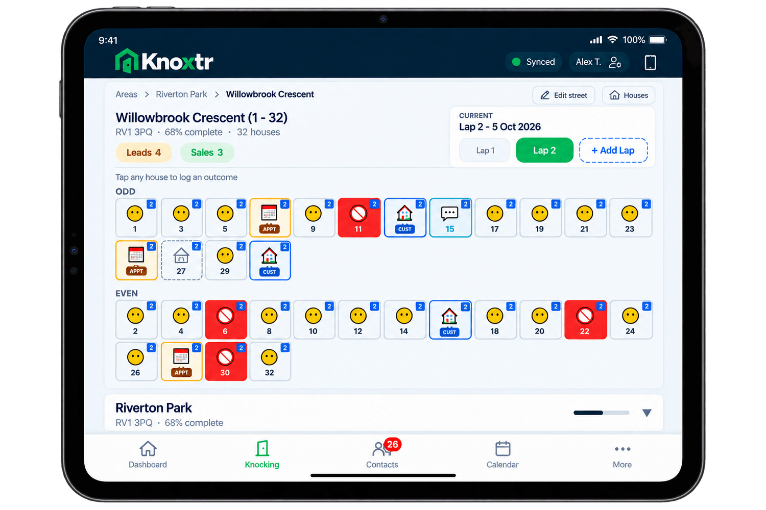 Knoxtr door-by-door tracking on a tablet