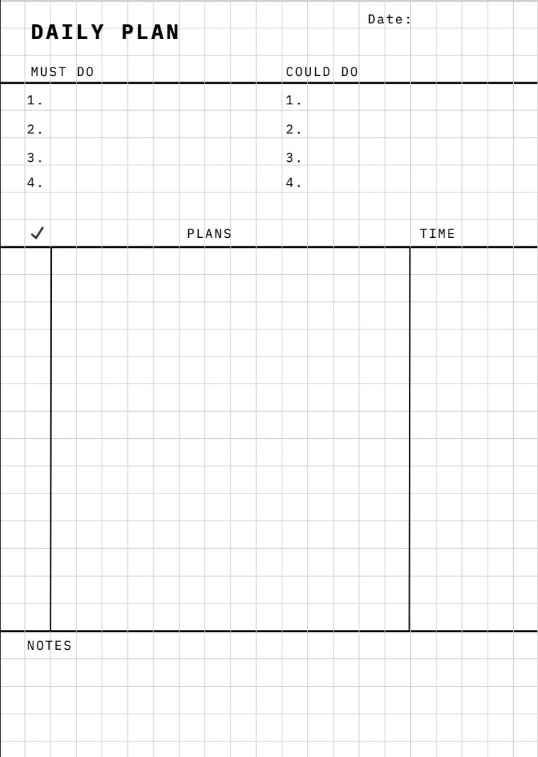 Planificador diario por horas para imprimir