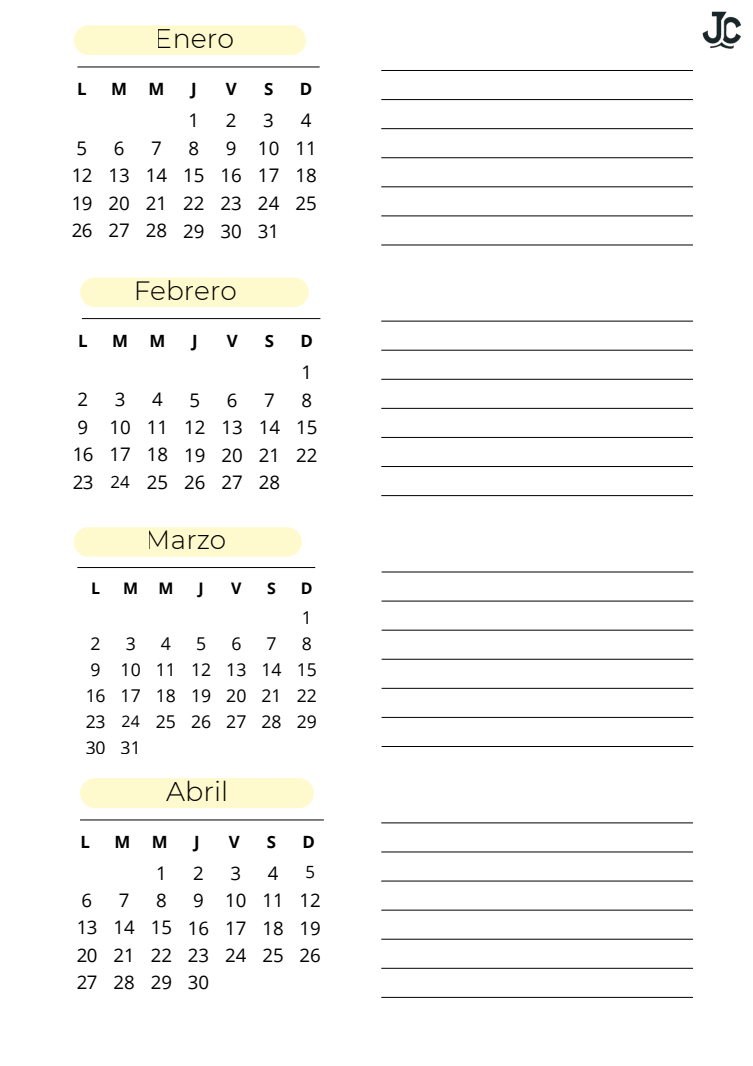 Imprimir planificador mensual 2024