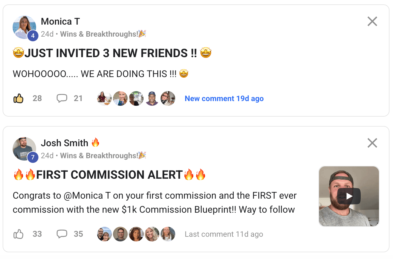 Monica introducing herself inside the community