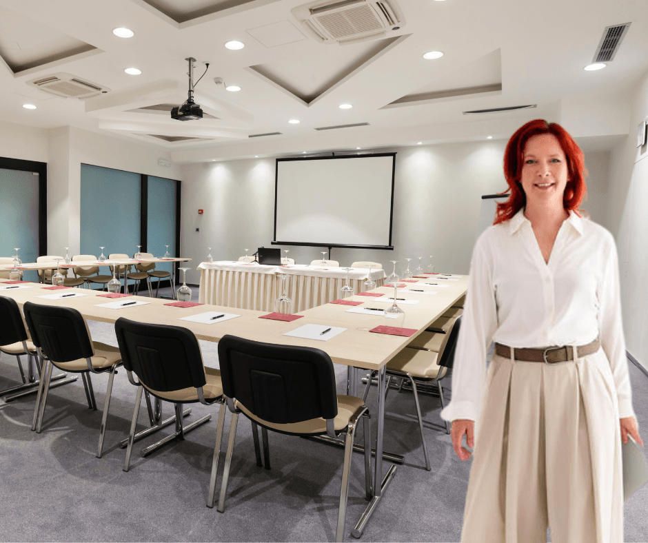 Sara Milenkovski v predavalnici, usposabljanje o legioneli