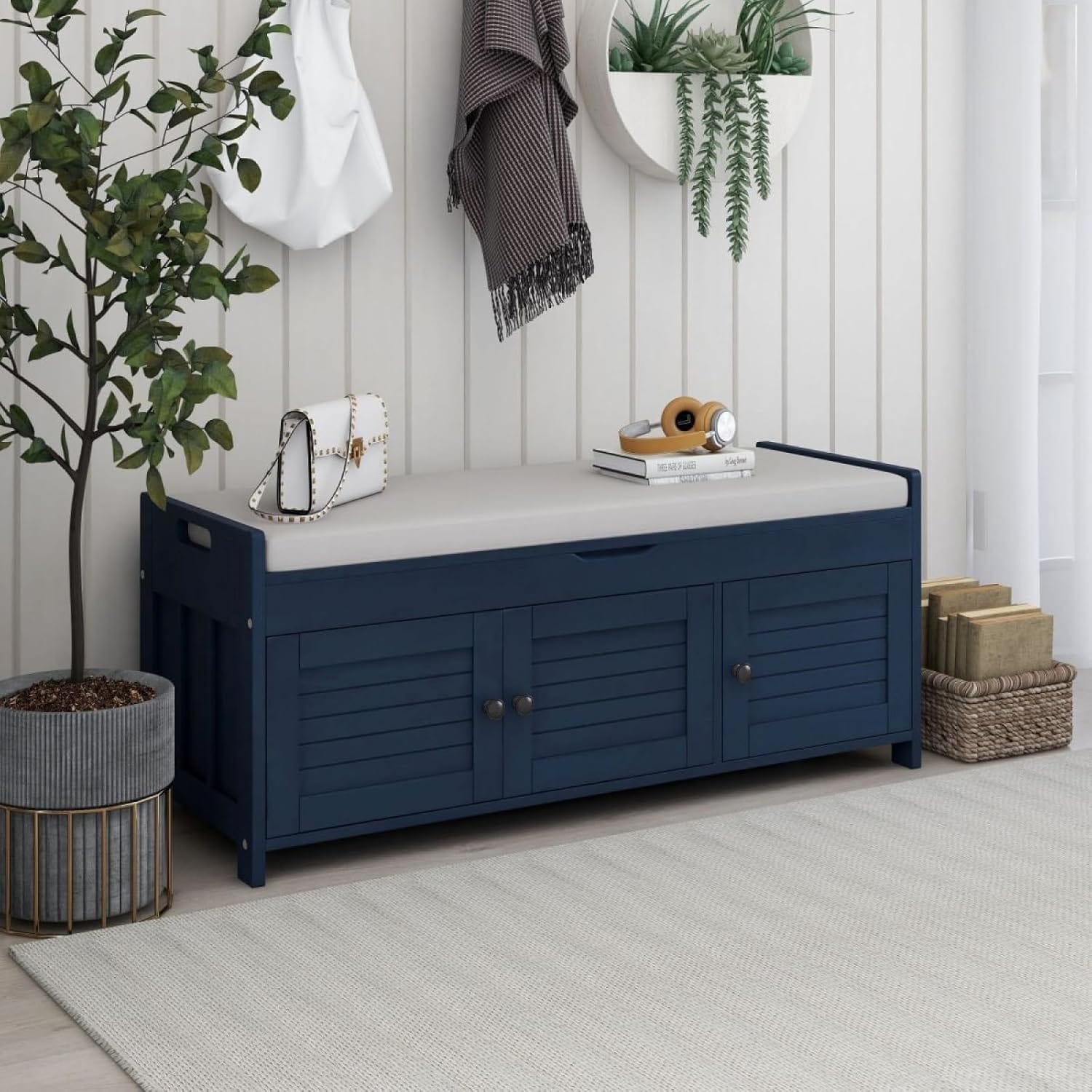 “Strategic Focus Ottoman – Entryway & Bedroom Storage Made Effortless with Hidden Compartment & Removable Cushion”