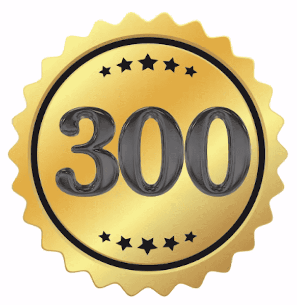 Rond jaune avec 300 inscrit