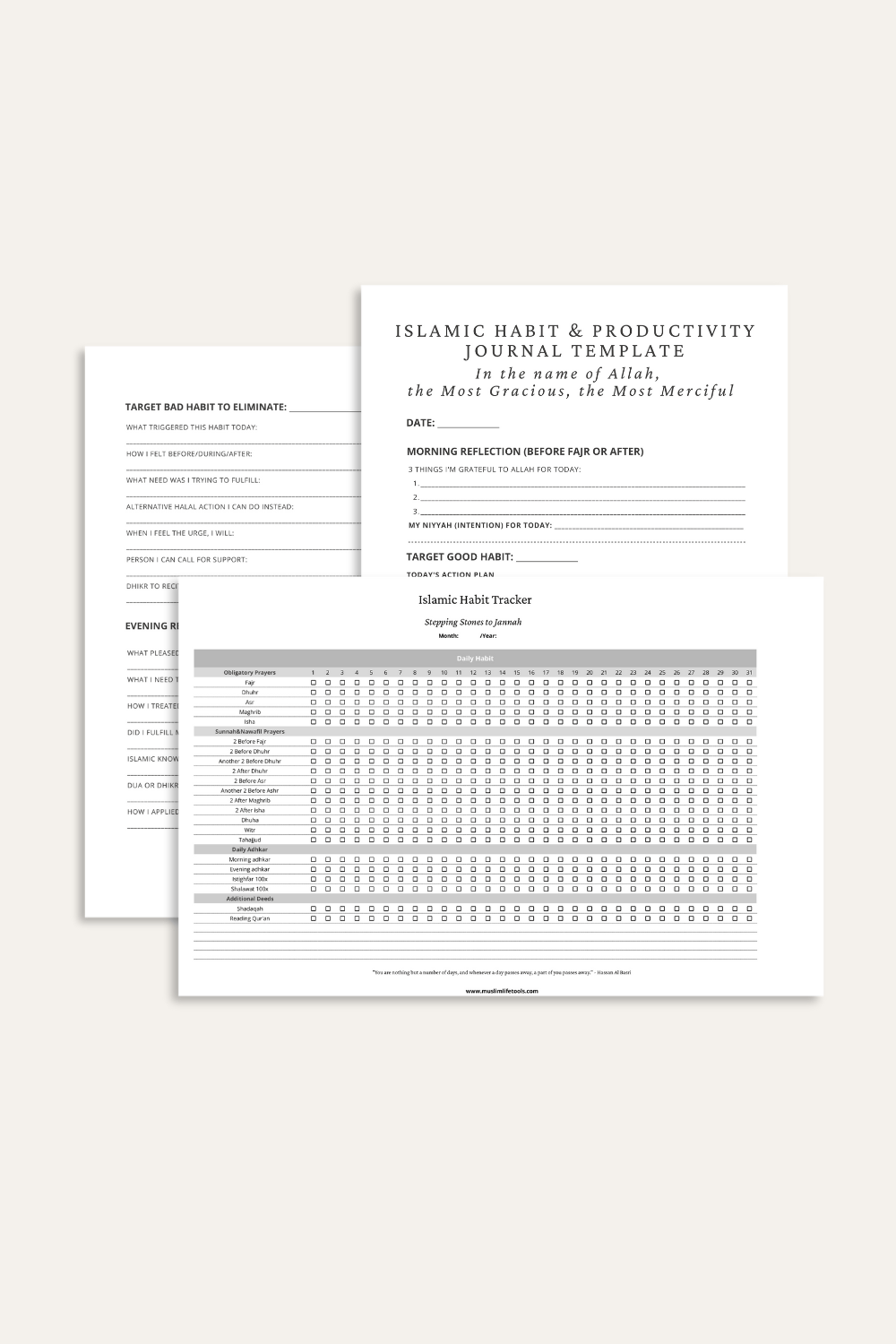 Islamic habit tracker printable for Muslims