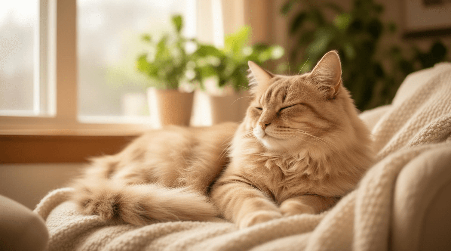 Chat paisible dans un environnement chaleureux