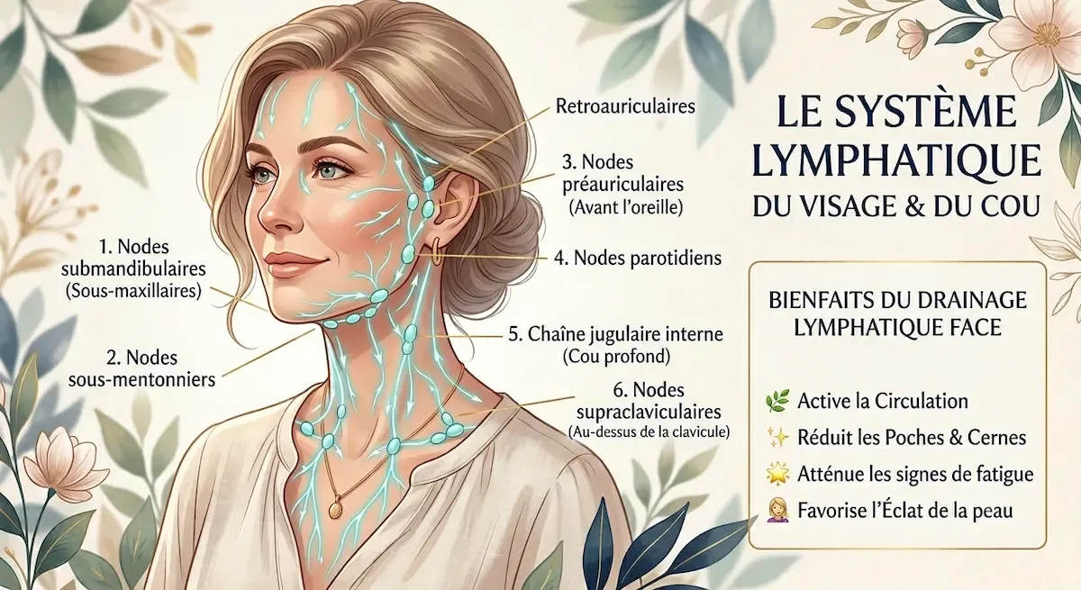 Drainage lymphatique du visage et du cou.