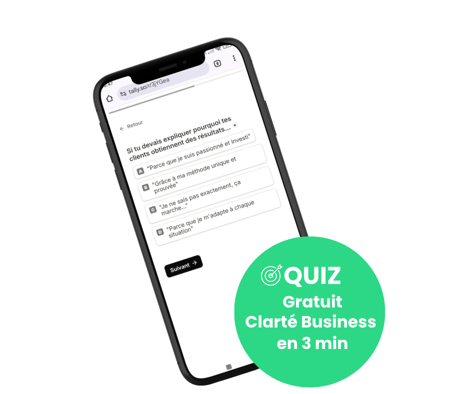 Diagnostic business gratuit sur mobile – Quiz de 3 minutes pour identifier ses blocages et clarifier sa stratégie entrepreneuriale.