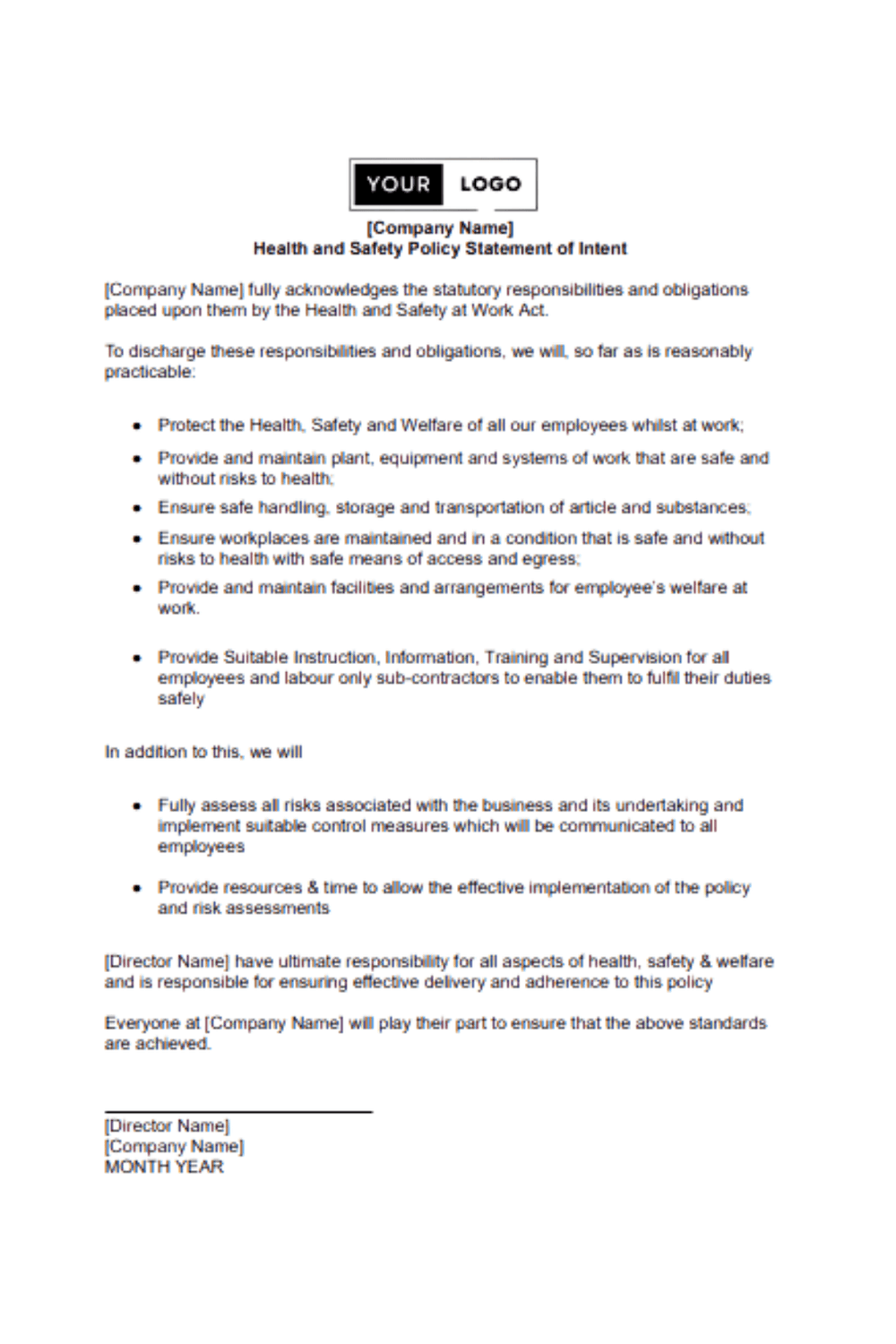 download a health and safety policy statement