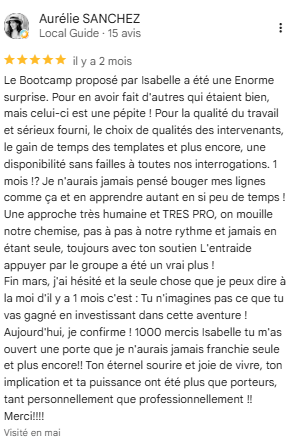 Avis d'Aurélie sur le bootcamp