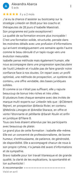 Avis d'Alexandra sur le bootcamp
