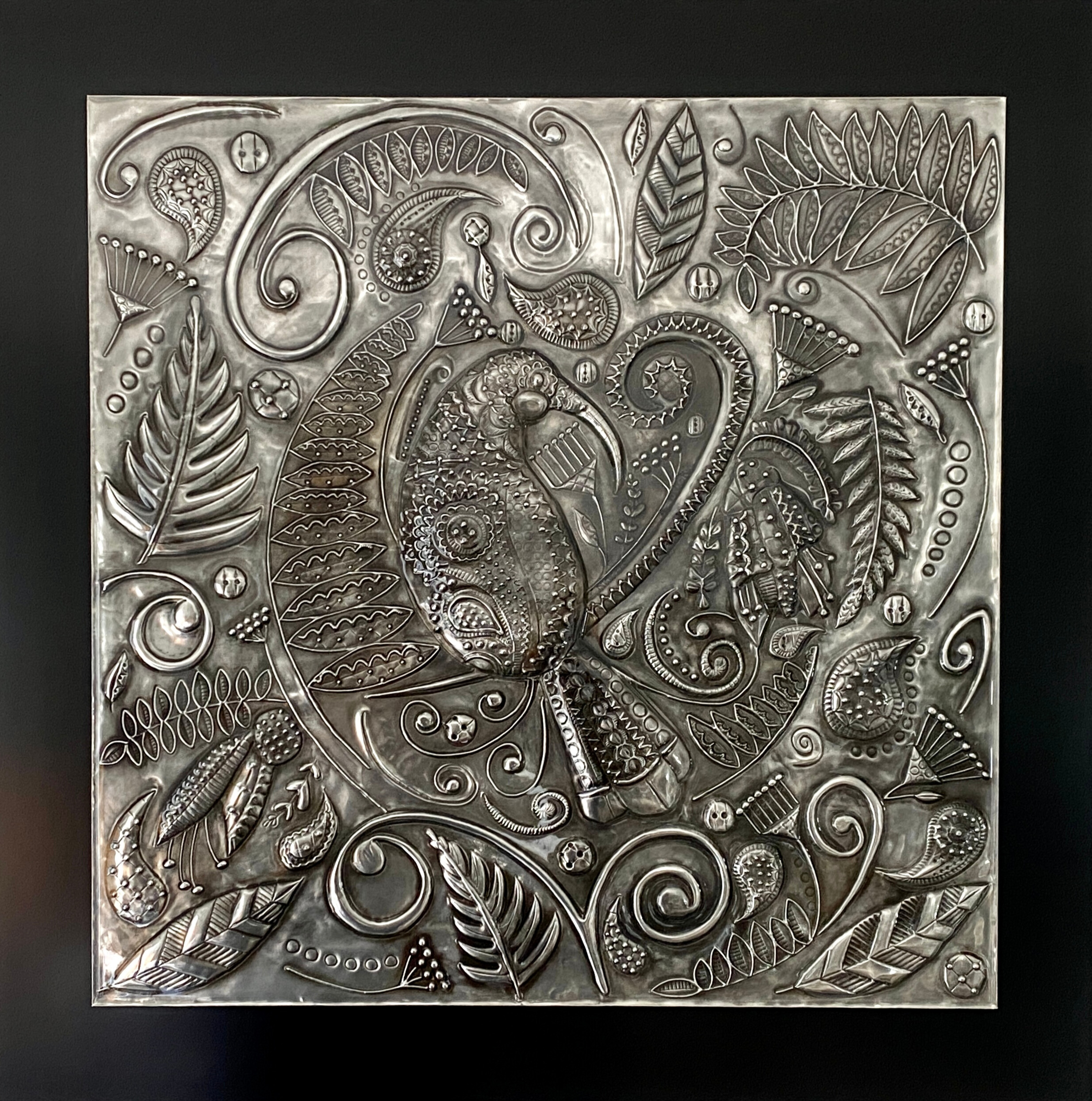 Floral Butterfly Pewter Artwork Kruger Metal Art