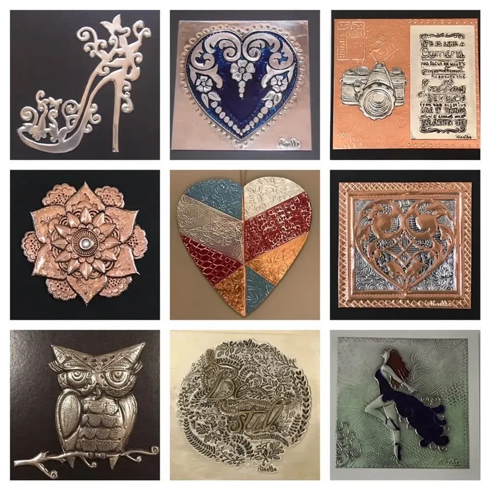 Metal embossing art projects - create your own inside the Metal Embossing and Pewter Art club