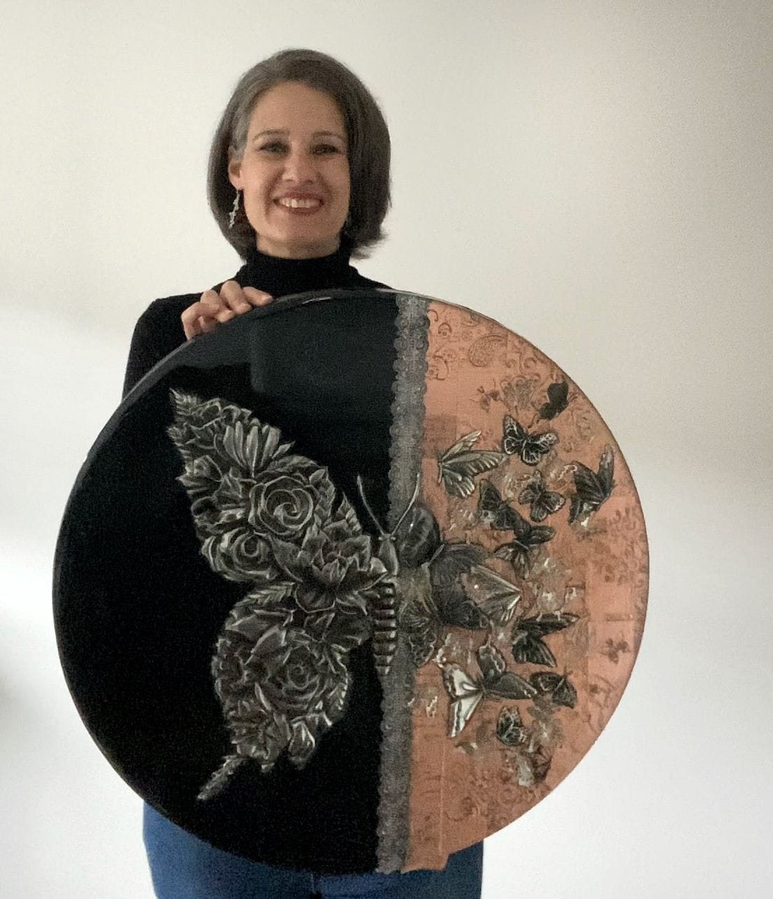 Embossed copper and pewter metal art by Ninette Kruger