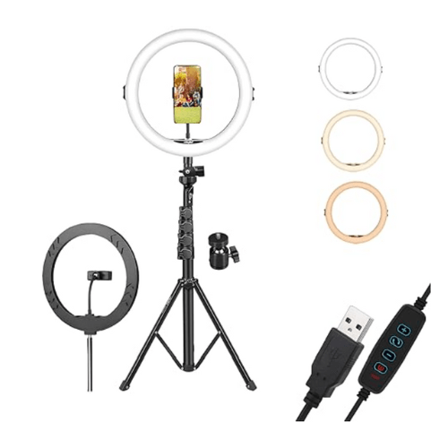 DIGITEK® (DRL-14C) 14 Inch LED Ring Light with 5ft Stand & Smartphone Mount - USB Powered, Color Switch Mode, Brightness Control, Dual Temperature - for Photo & Video Shoots, Makeup, Vlogging!