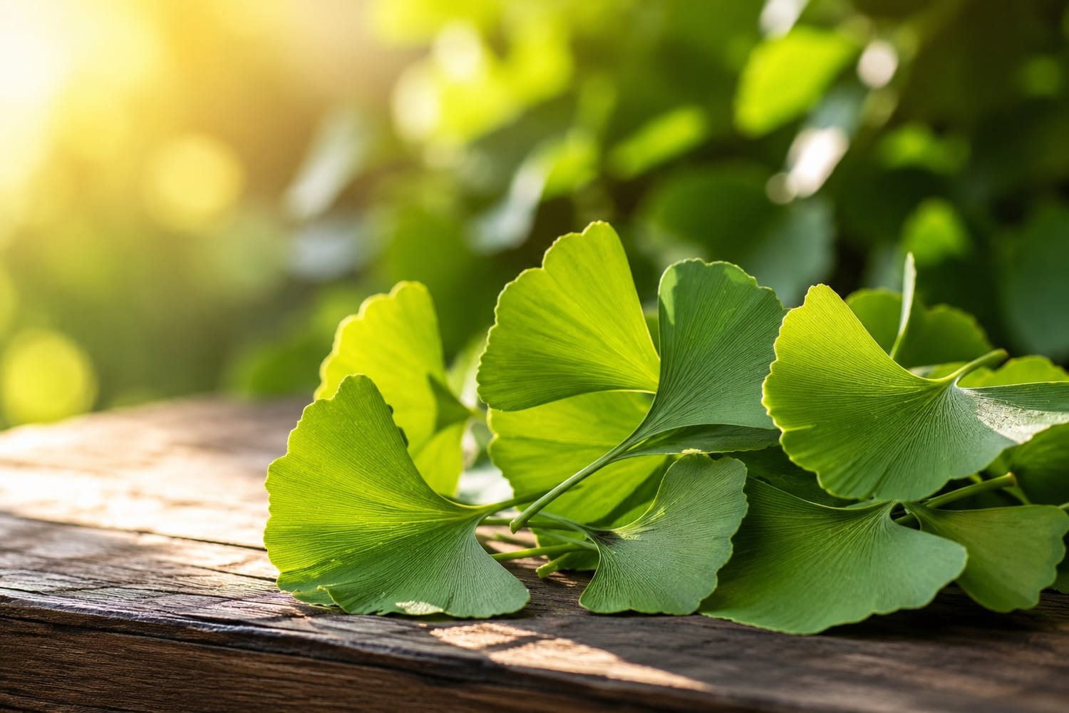 Ginkgo biloba leaves associated with natural eye health and wellness