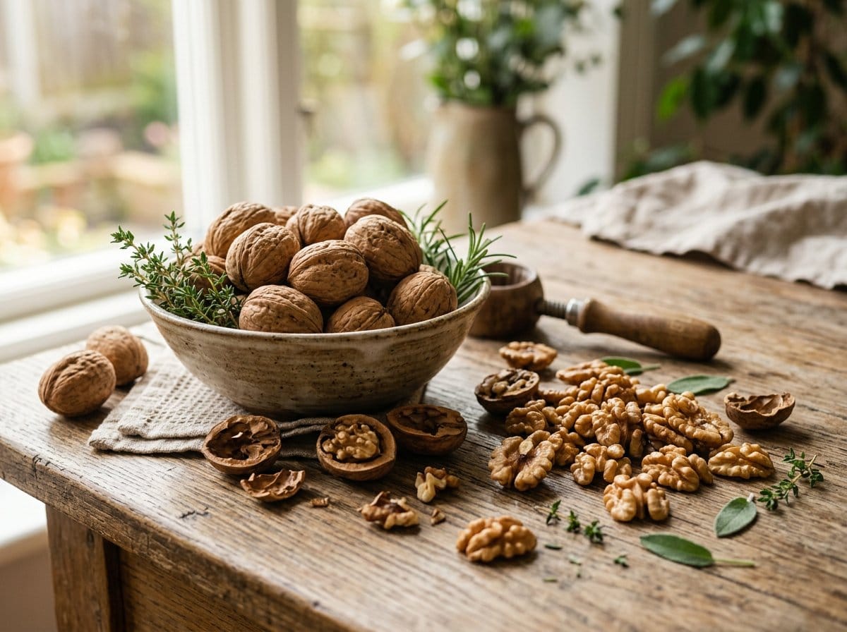 Walnuts and mixed nuts containing healthy fats and vitamin E for brain protection and memory