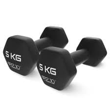 set gantere fonta invelite in cauciuc 5 kg