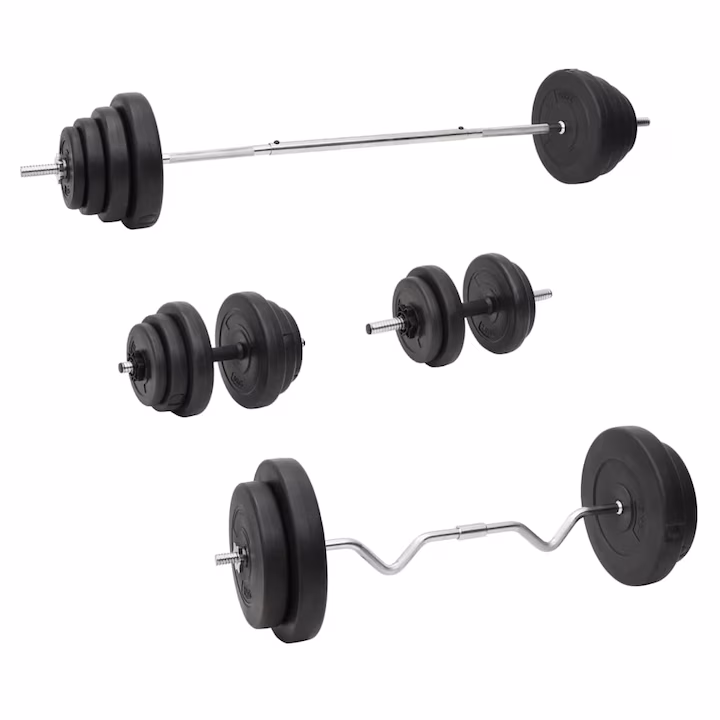 set haltera si gantere vidaxl 120kg