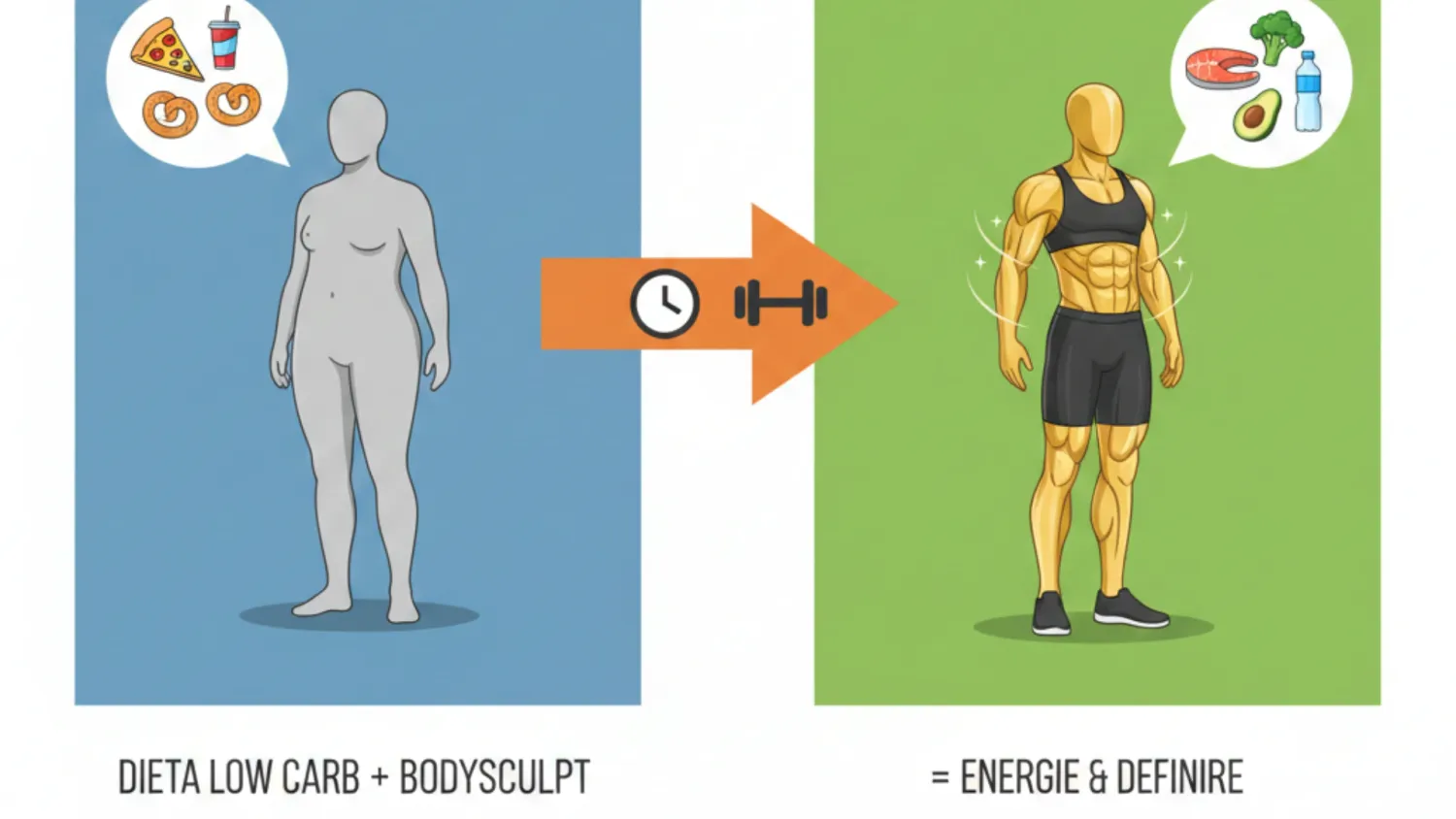 inainte si dupa o dieta low carb in programul bodysculpt fitfarasala