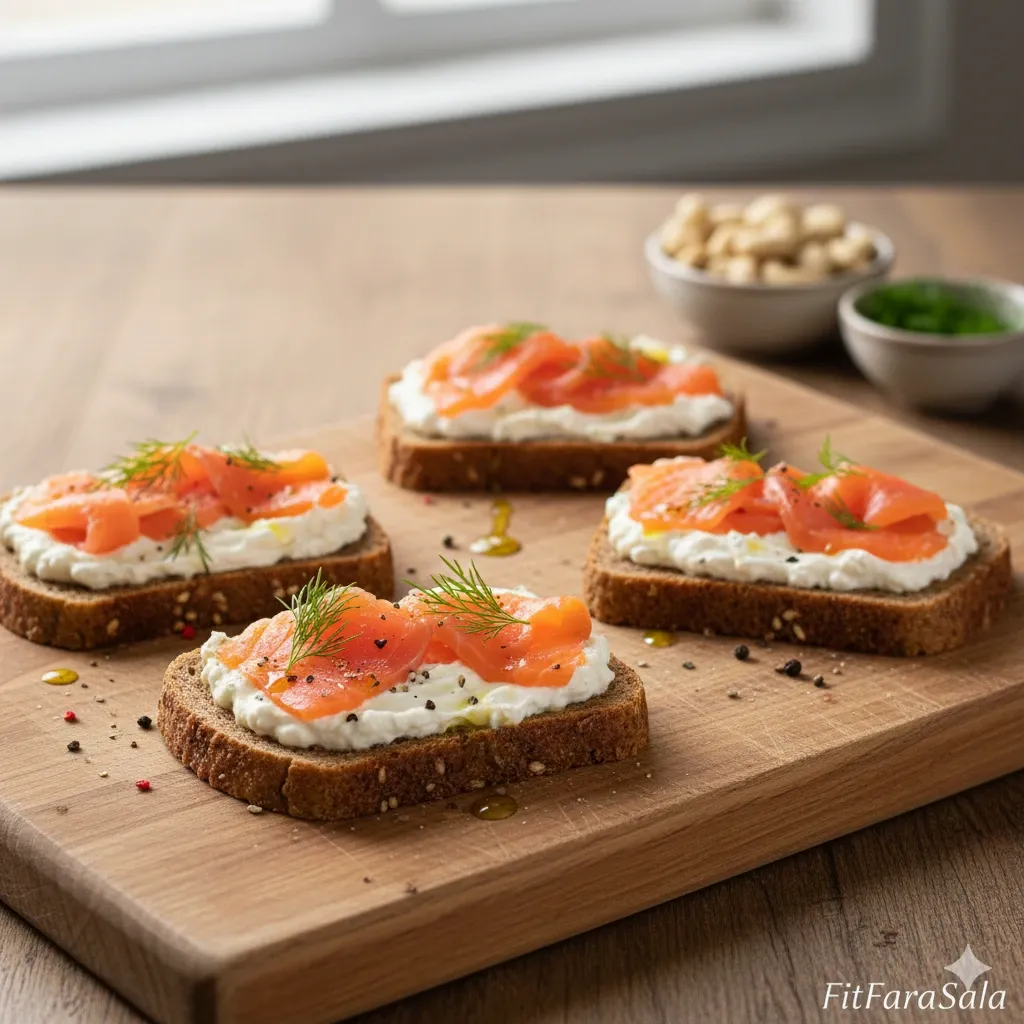 gustari sanatoase tartine cu somon si caju