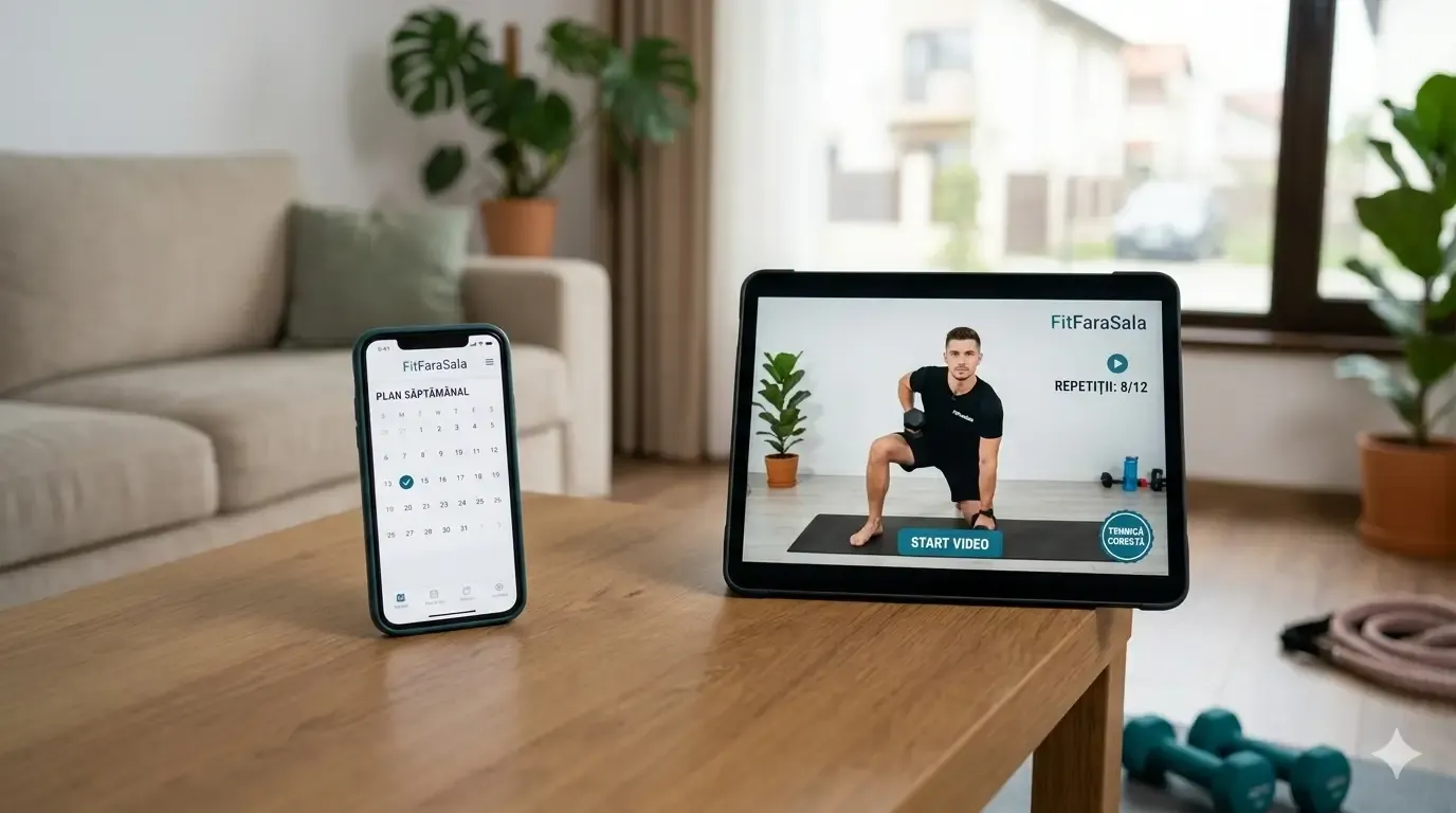 imagine cu o tableta in care ruleaza programul bodysculpt start al fitfarasala
