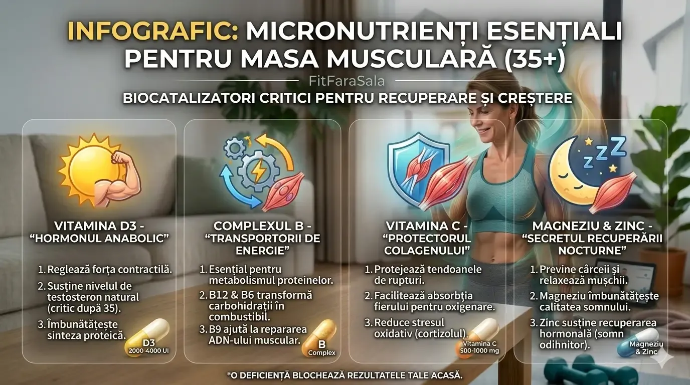 infografic care prezinta micronutrientii esentiali pentru masa musculara