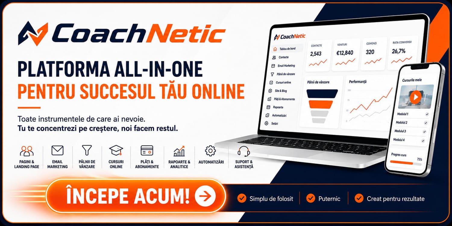 banner cu platforma all in one coach netic