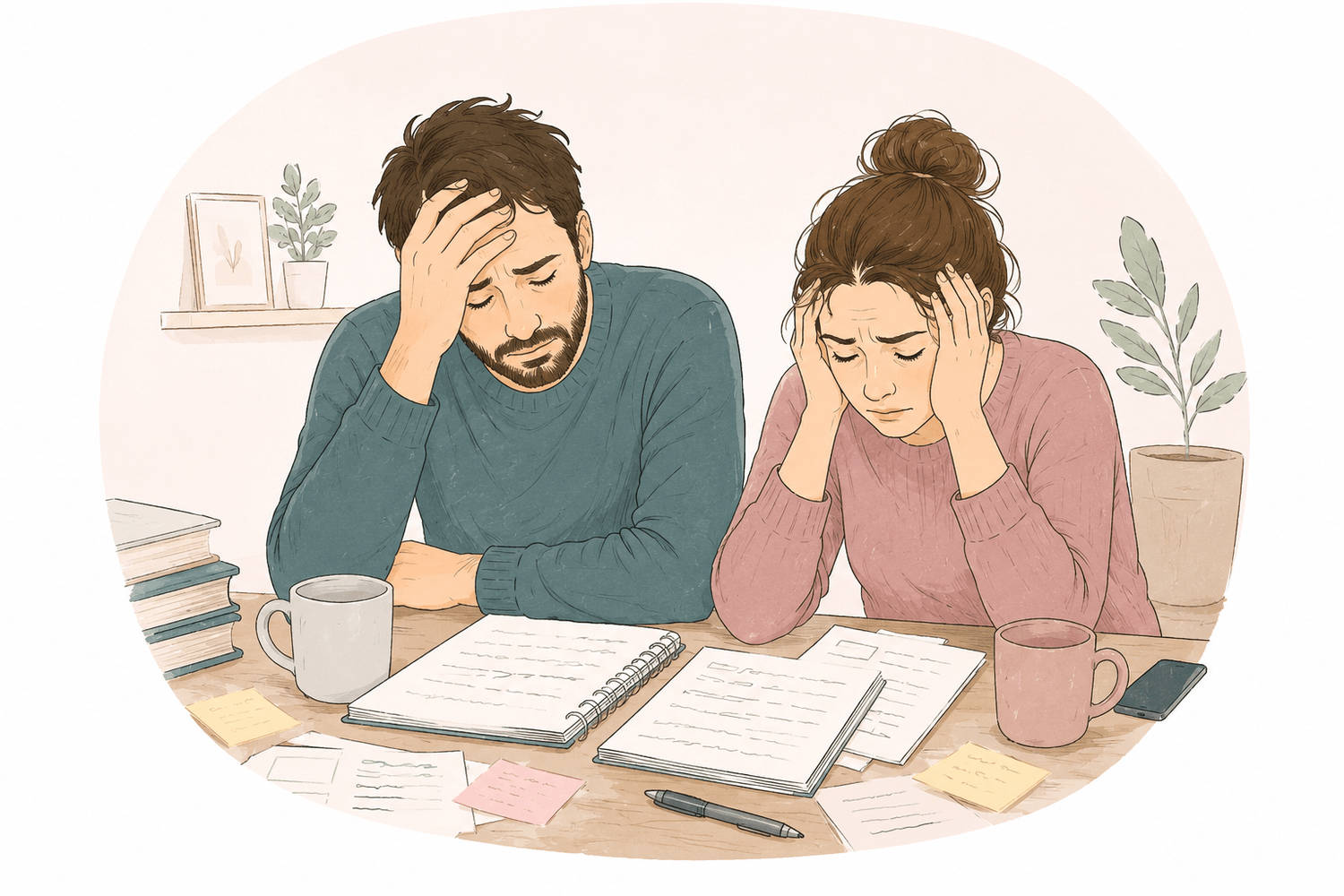 Parents confrontés aux difficultés du quotidien avec un enfant présentant un TDAH.