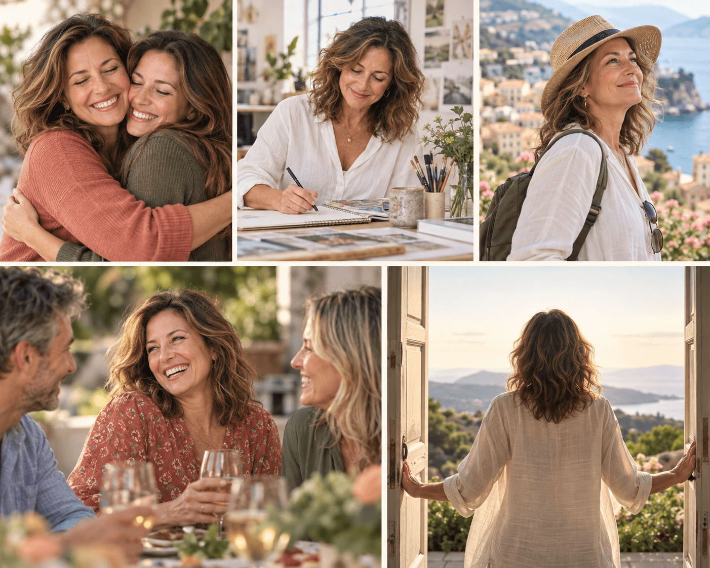 Woman over 40 checking hunger, energy, focus, and cravings after a real-food meal
