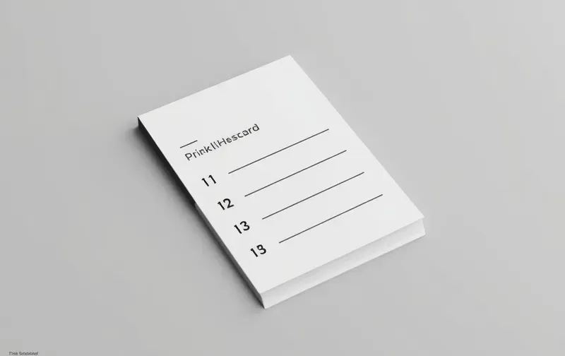 clean 3D mockup of a printed checklist card, five numbered rows, minimalist, isolated, neutral background