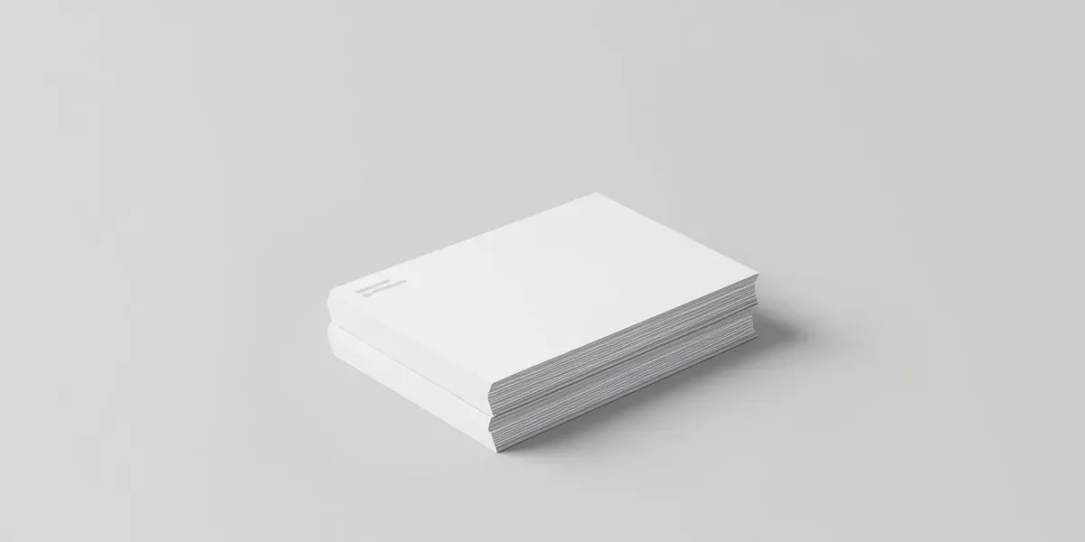 clean 3D mockup of three stacked reference cards, minimalist, isolated, neutral background, studio lighting