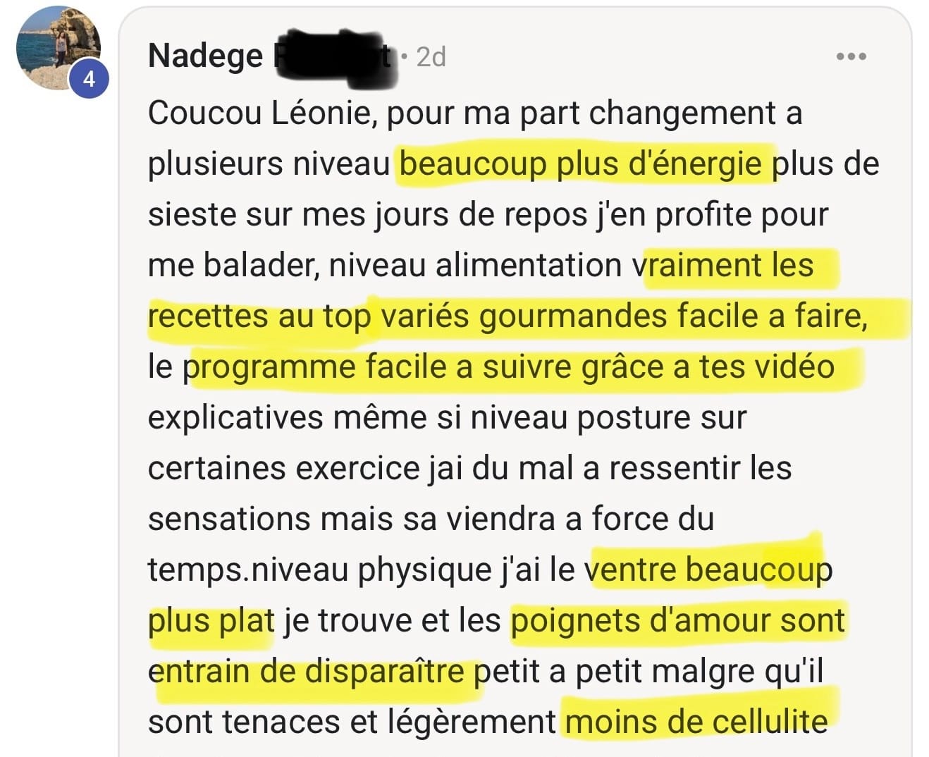 Témoignage cliente Glow Booty screenshot 3