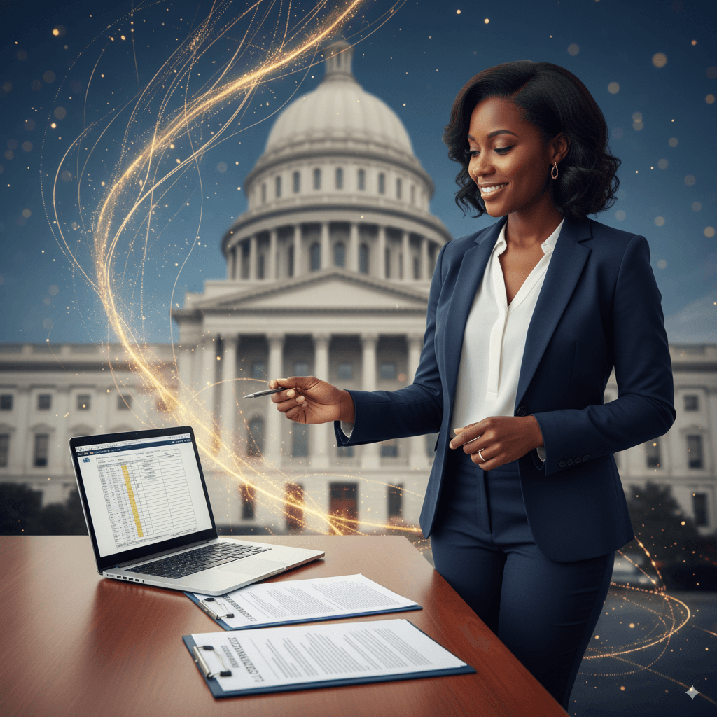 Small business owner using GC Plug and Play training to win federal government contracts