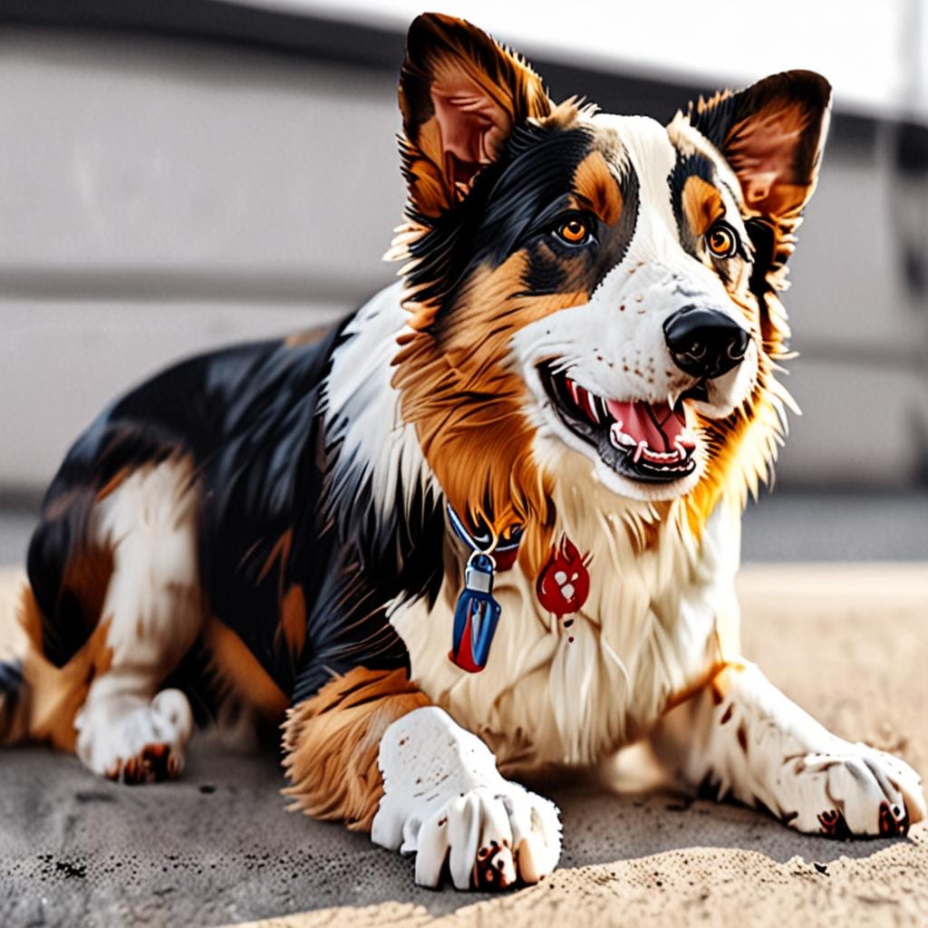friendly tricolor dog mascot transparent