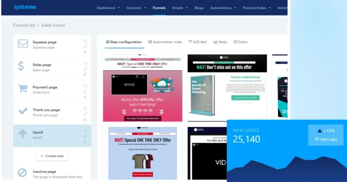 Systeme.io recenzija_ prodajni lijevak