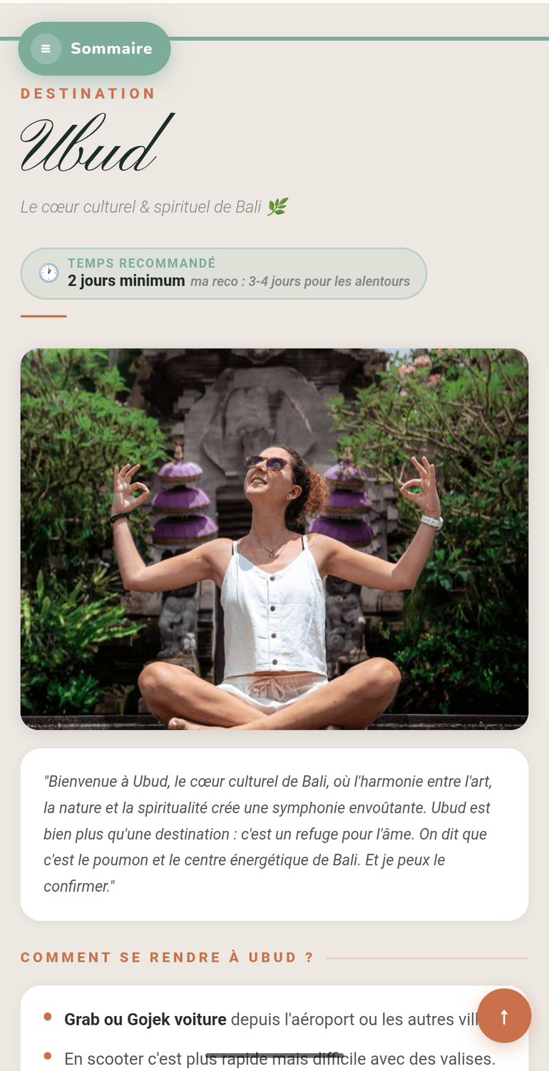 Page destination Ubud guide Bali